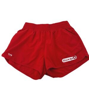 TYR Womens Red Guard Shorts Lifeguard Swim Athletic Medium 8 CL002 B-BB-CT